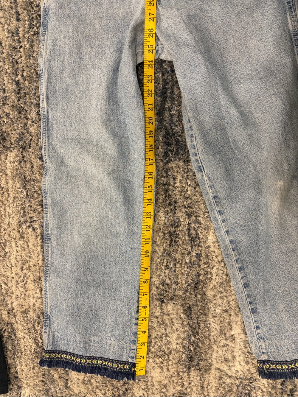 High-Rise Light Blue Cropped Wide-Leg Jeans with custom detail - Picture 9 of 10